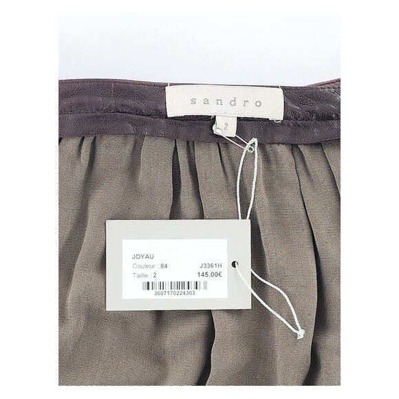 SANDRO NWT Joyau Leather Trim Bow Gathered Velvet Skirt - Picture 10 of 11